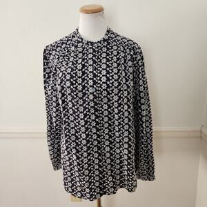 Boden Navy and White Floral Blouse